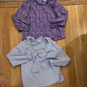 J. Crew Factory Floral and Striped Blouses - Blue and Purple